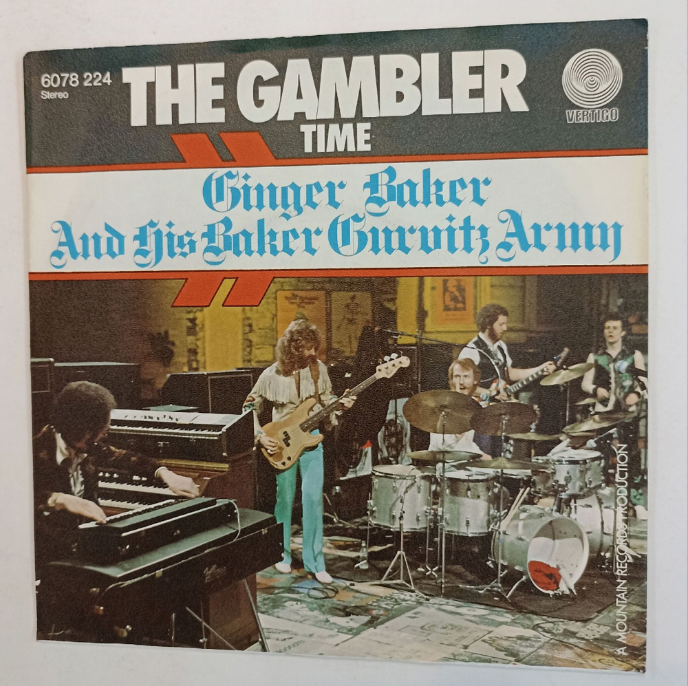 Винтажная виниловая пластинка LP Ginger Baker And His Baker Gurvitz Army The Gambler 7 дюймов 45 оборотов (Germany 1975)