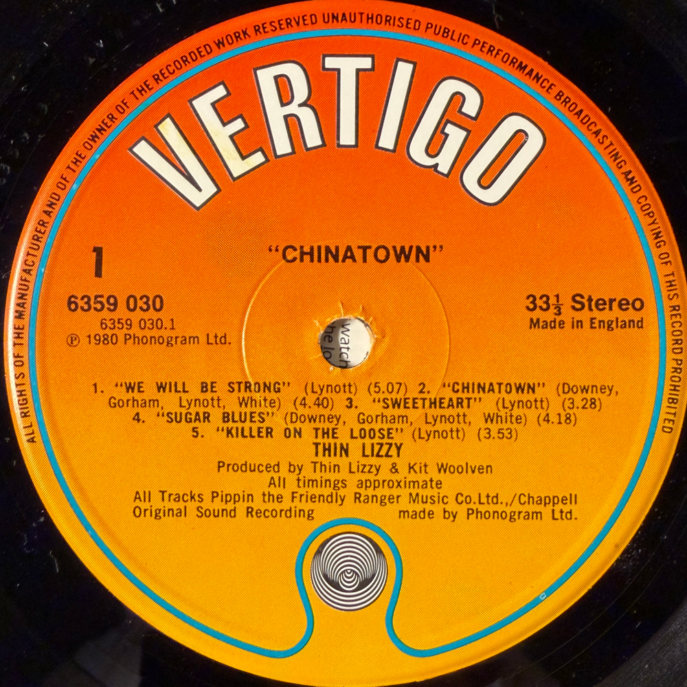 Thin Lizzy ‎– Chinatown (Англия 1980г.) Т