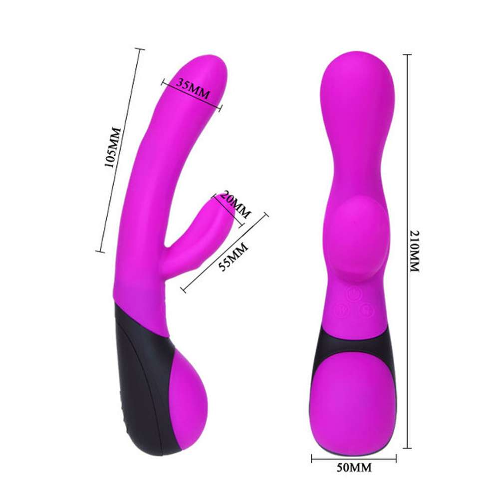 Интимный вибратор с клиторальным стимулятором Pretty Love Hilary (Цвет: Малиновый)