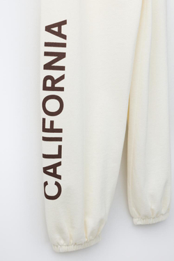 ZARA ФЛИСОВЫЕ БРЮКИ BALLOON С НАДПИСЬЮ, ЭКРЮ