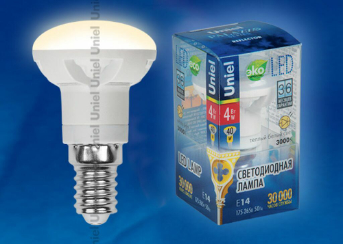 LED-R39-4W/WW/E14/FR ALP01WH Лампа светодиодная. Форма рефлектор, матовая колба. Материал корпуса алюминий. Цвет свечения теплый белый. Серия Palazz
