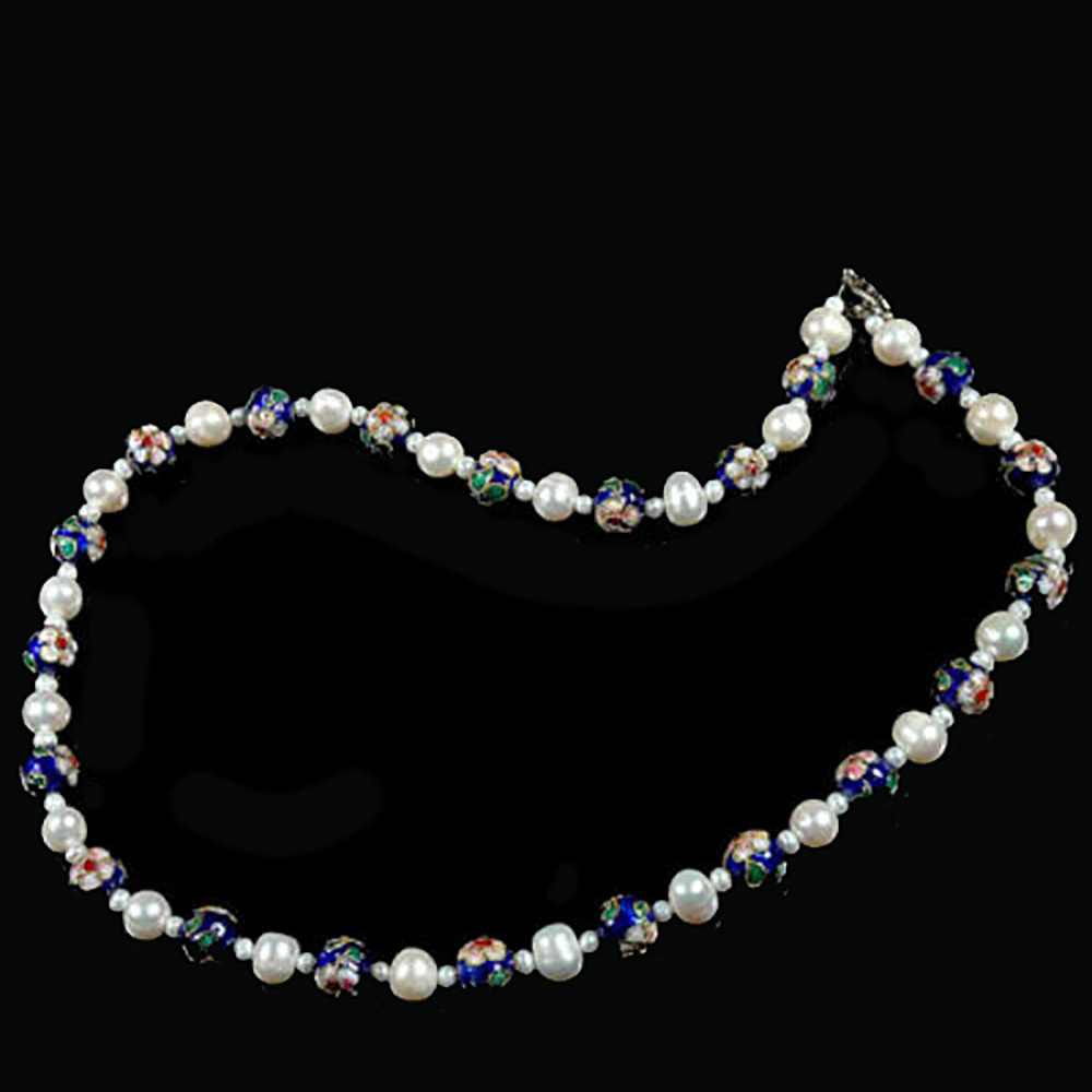 Бусы "Лена" жемчуг, клуазонне