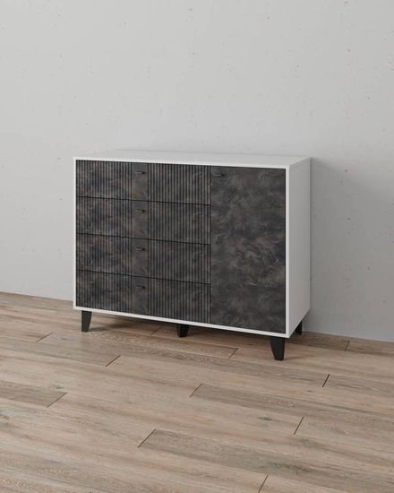 Комод КАТРИН-13 белый / белый / МДФ мальта грей