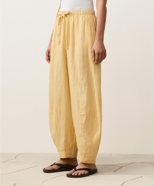 OYSHO Брюки-баллоны из 100% льна, бледно-желтый