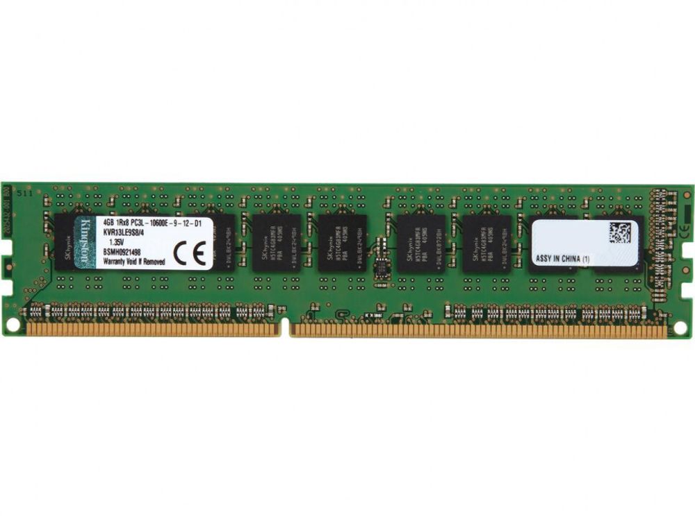 Оперативная память Kingston 4GB PC3-10600 CL9 LV ECC Unbuffered KVR13LE9S8/4