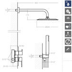 Встраиваемый смеситель для душа с тропическим и ручным душем TITANIUM K1815021
