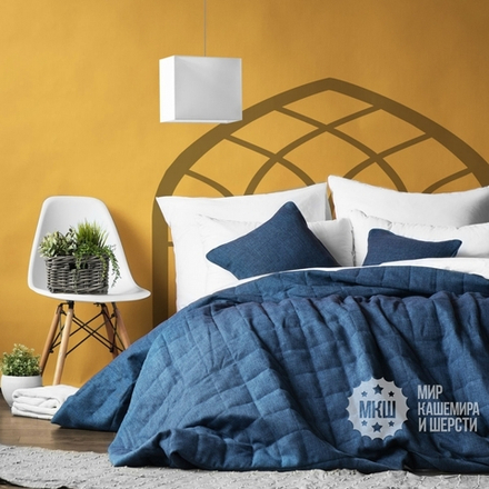 Покрывало на кровать под лен ДЖЕРРИИ (арт. BL02-274-09) - синие