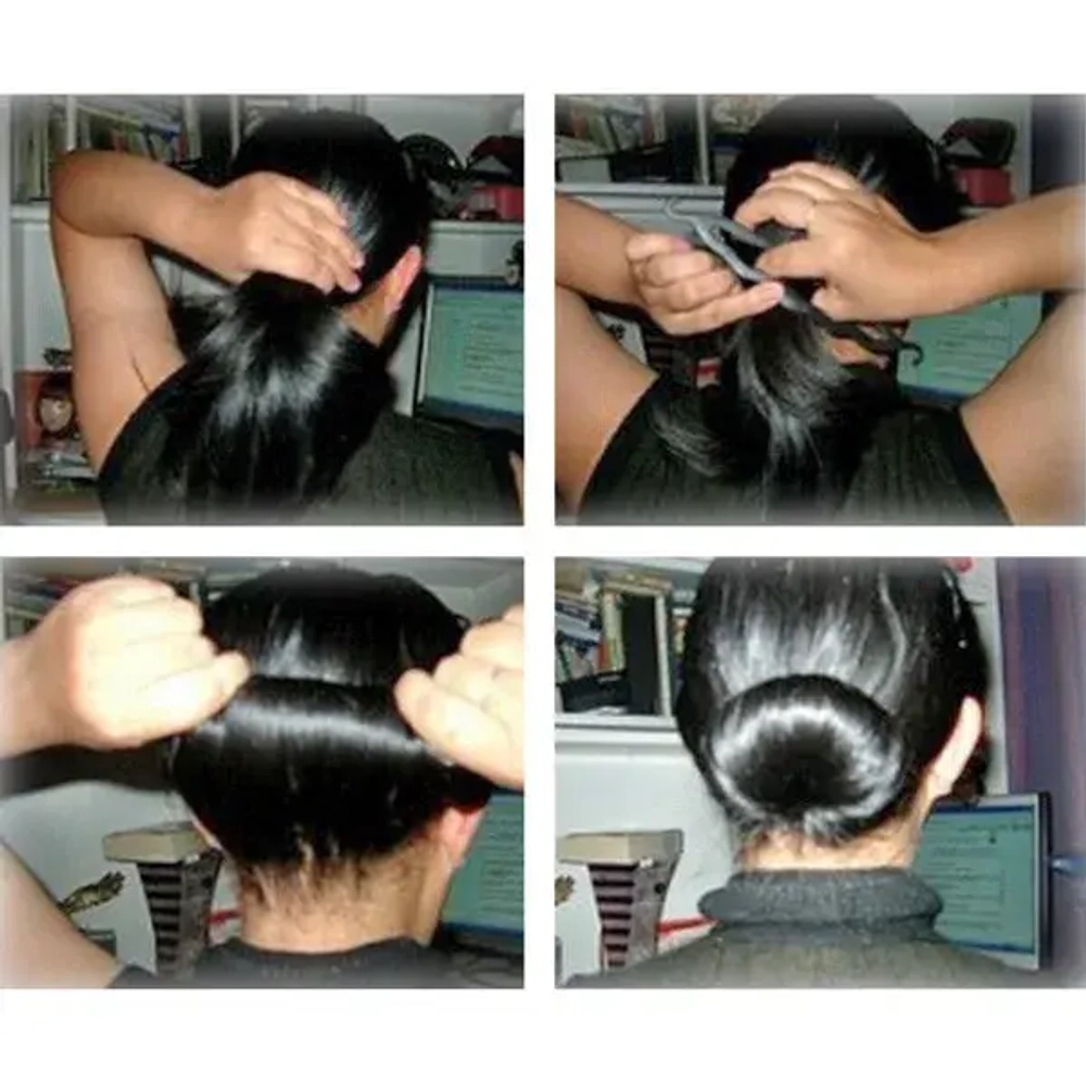 Набор для создания причесок, цвет черный (расческа, две петли, заколка)