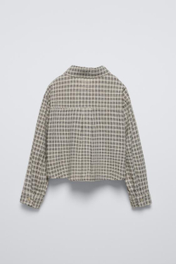ZARA РУБАШКА В КЛЕТКУ, ЭКРЮ/ЧЕРНЫЙ