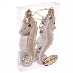 Елочные игрушки «Морской конек» 10,5 см (набор 2 шт), Шампань