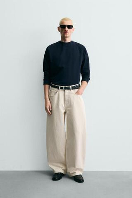 ZARA ДЖИНСЫ BALLOON FIT, ЭКРЮ