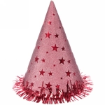 Колпак праздничный «Блеск» 20см с мишурой, цвет красный