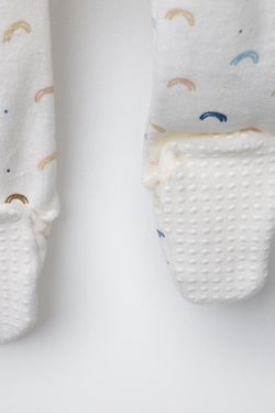 ZARA ВЕЛЮРОВЫЙ КОМБИНЕЗОН «РАДУГА», ЭКРЮ