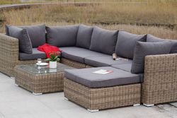 "Лунго" трансформирующаяся лаунж-зона из искусственного ротанга, цвет соломенный