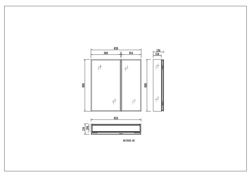 Зеркальный шкаф Aquqtek AQ7608-MC 63,6х66 хром
