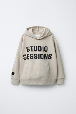 ZARA ХУДИ В СТИЛЕ ПРЕППИ ИЗ ТКАНИ ИНТЕРЛОК, ЭКРЮ