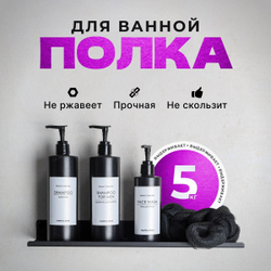 Полка MetaDec Plain настенная прямая, 40х10см черная, металл, 1шт