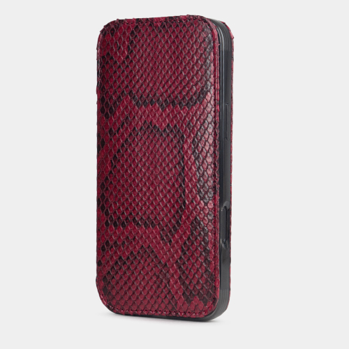 Чехол-книжка для iPhone 17 Pro Max - кожа питона, бордовый