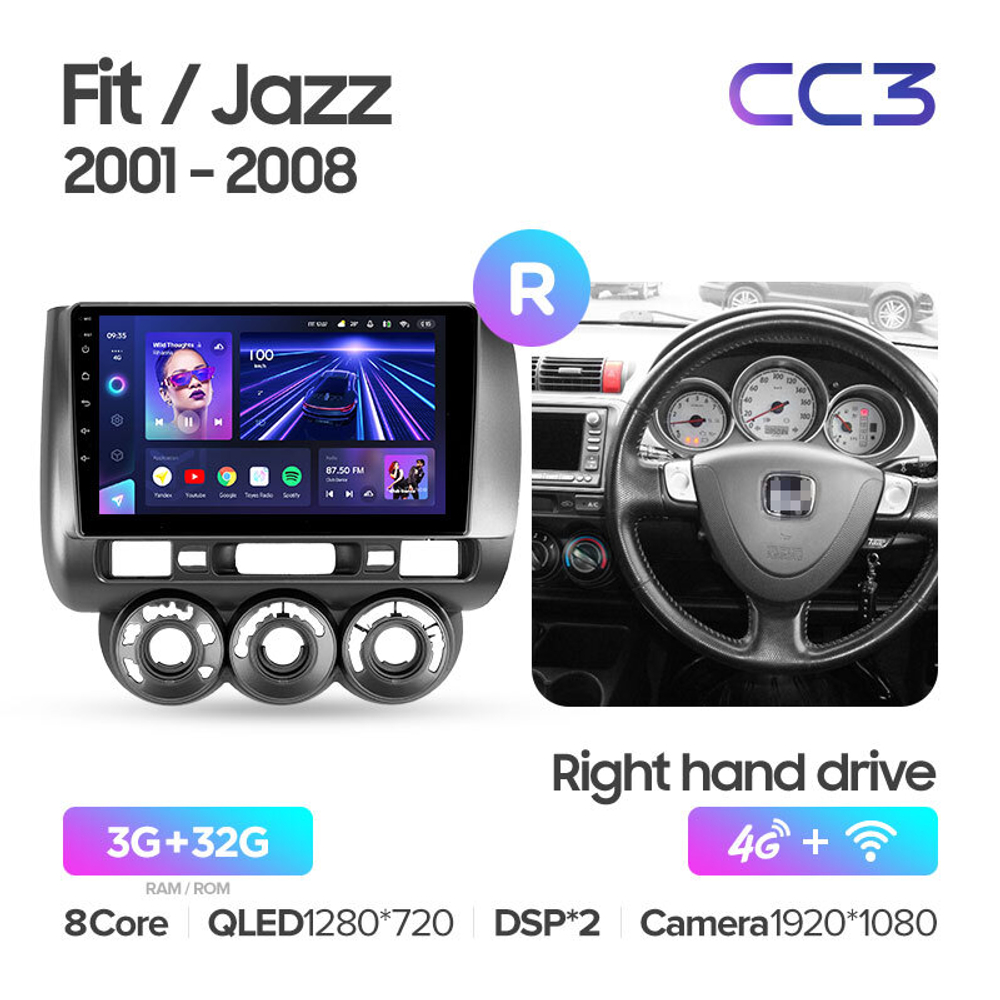 Teyes CC3 9" для Honda Fit, Jazz 2001-2008 (прав)