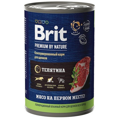 Brit Premium By Nature консервы для щенков с телятиной 410 г (банка)