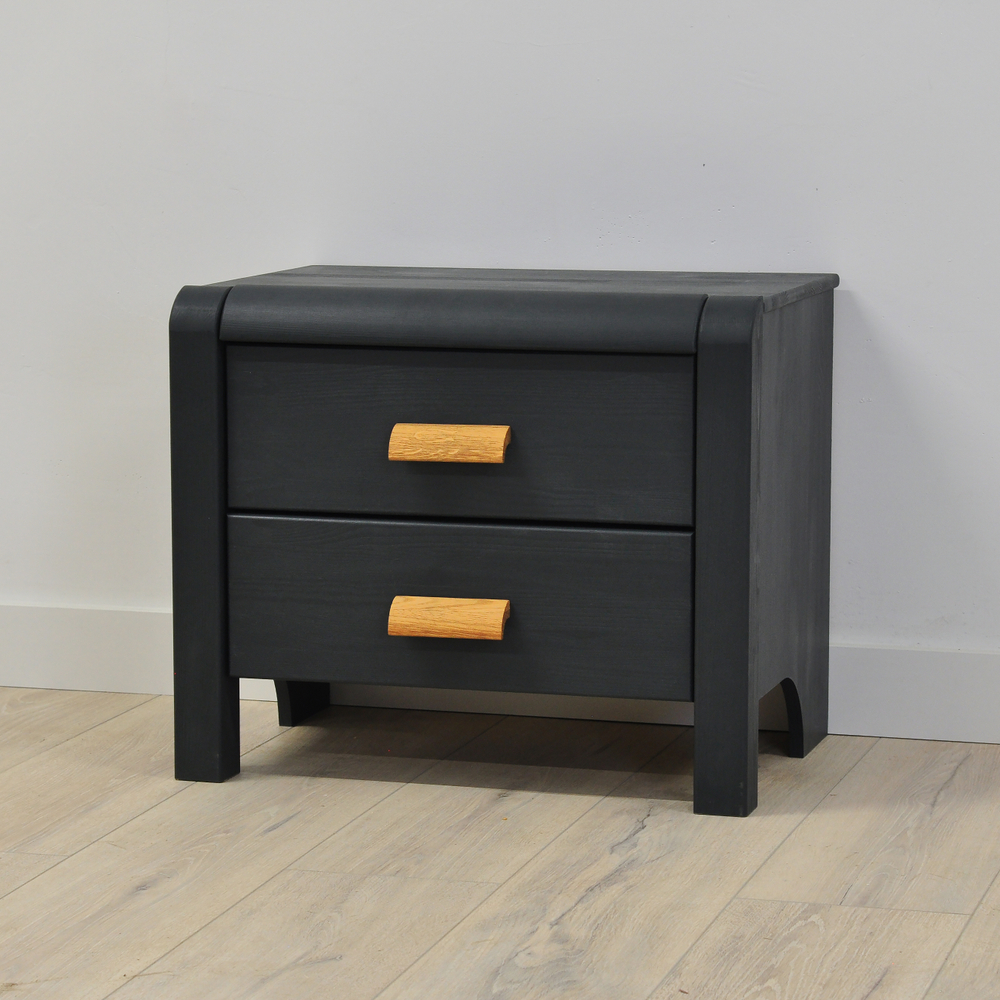 Тумба прикроватная, 55х39х47, Мадейра, напольная, с ящиками, деревянная, серая, Dipriz