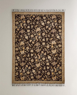 Zara Home - Жаккардовое одеяло с цветочным рисунком, коричневый, 140x190 см