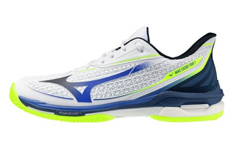 Мужские кроссовки теннисные Mizuno Wave Exceed Tour 7 CC - white/dazzling blue/light yellow