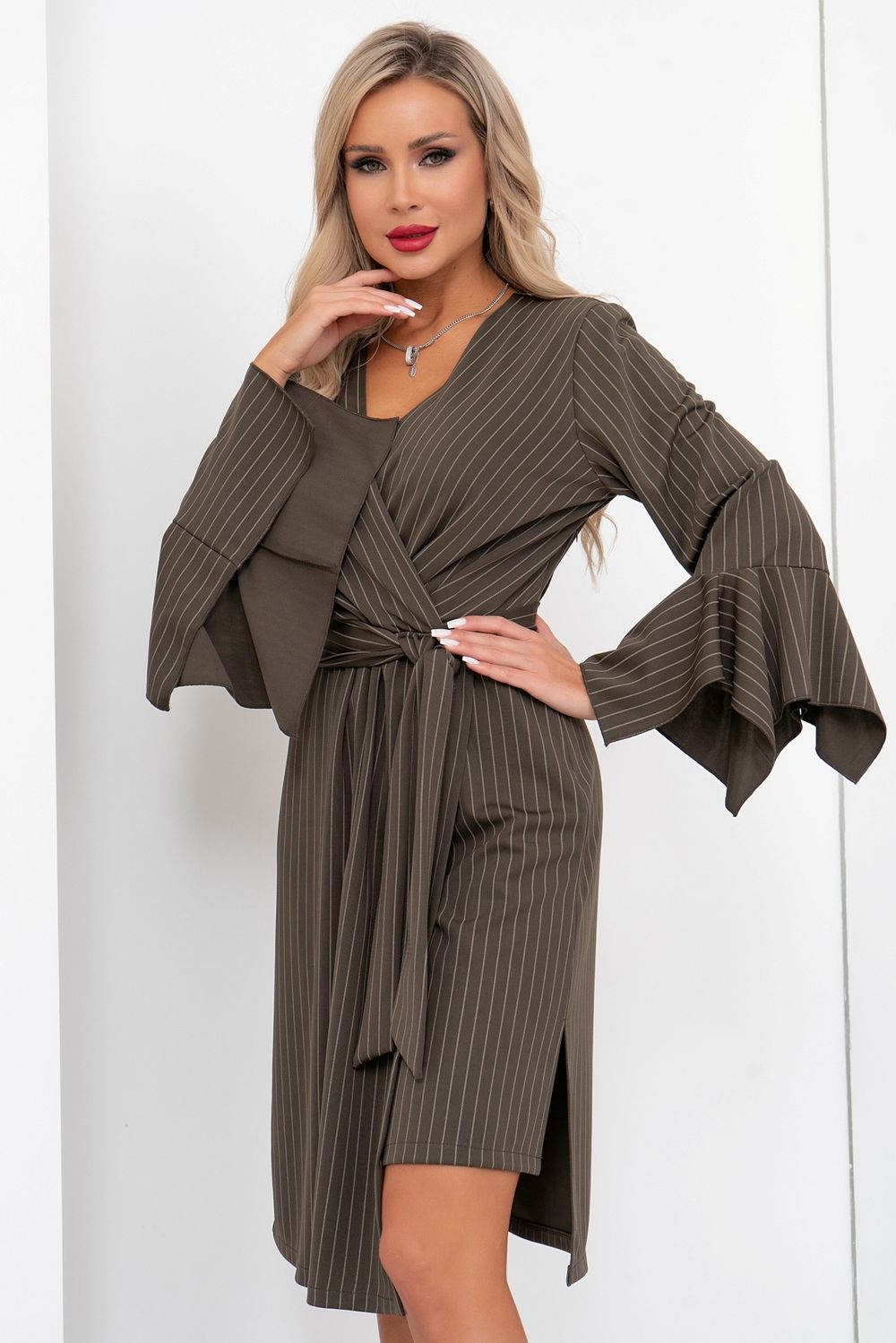 Платье Тиана (оливка/полоска)-48р-р Р11-1195/3 Nikol