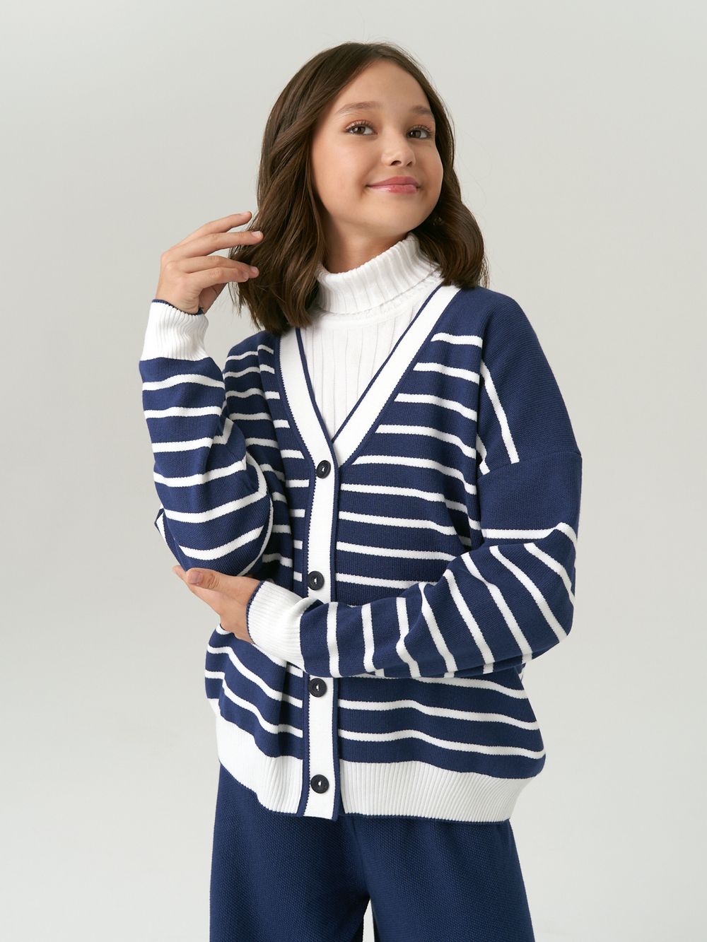 Кардиган для девочки в школу AT1010 сапфировый