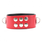 Красный кожаный ошейник с короткими шипами (Цвет: красный)