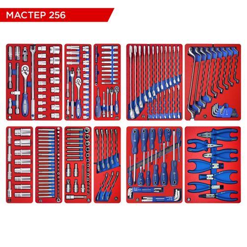 МАСТАК (5-00256) Набор инструментов "МАСТЕР 256" для тележки, 11 ложементов, 256 предметов