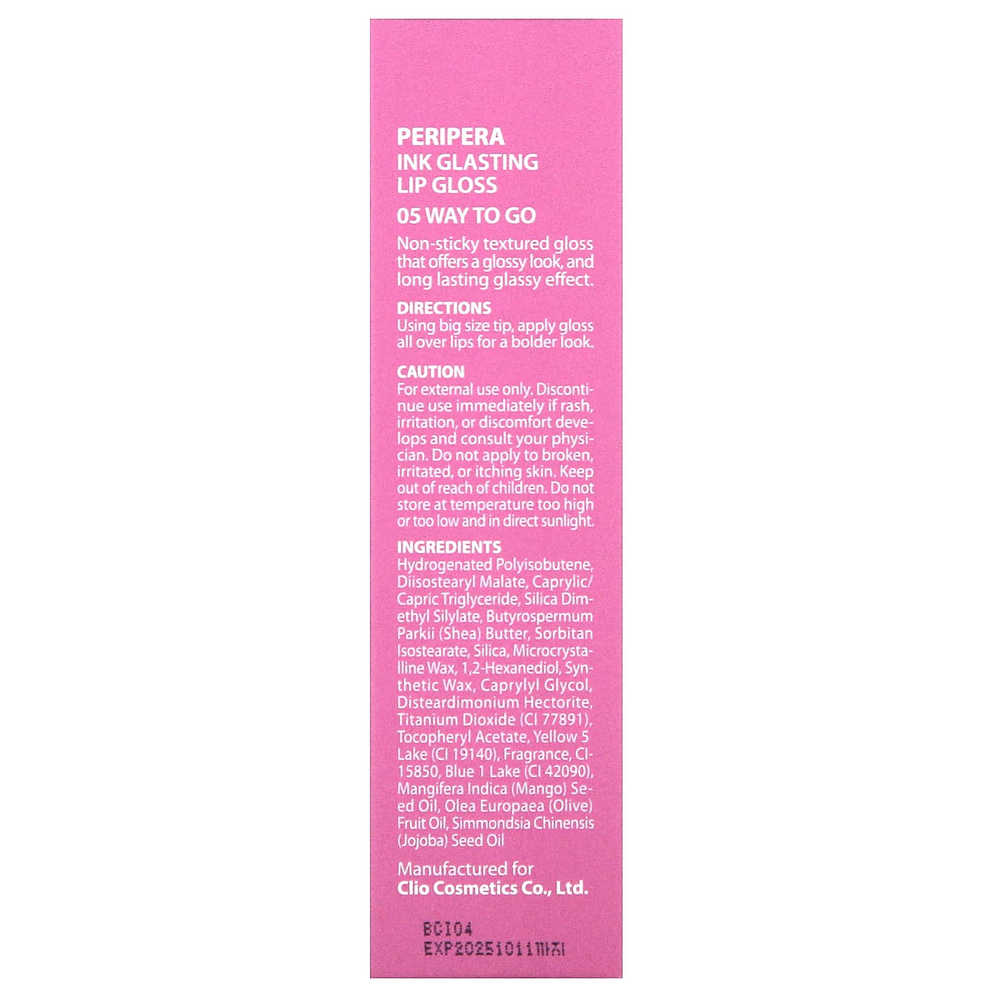 Peripera, Ink Glast, блеск для губ, оттенок 05 Way To Go, 4,5 мл (0,15 жидк. унции)