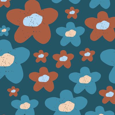 Милые цветочки Винтаж. На синем.