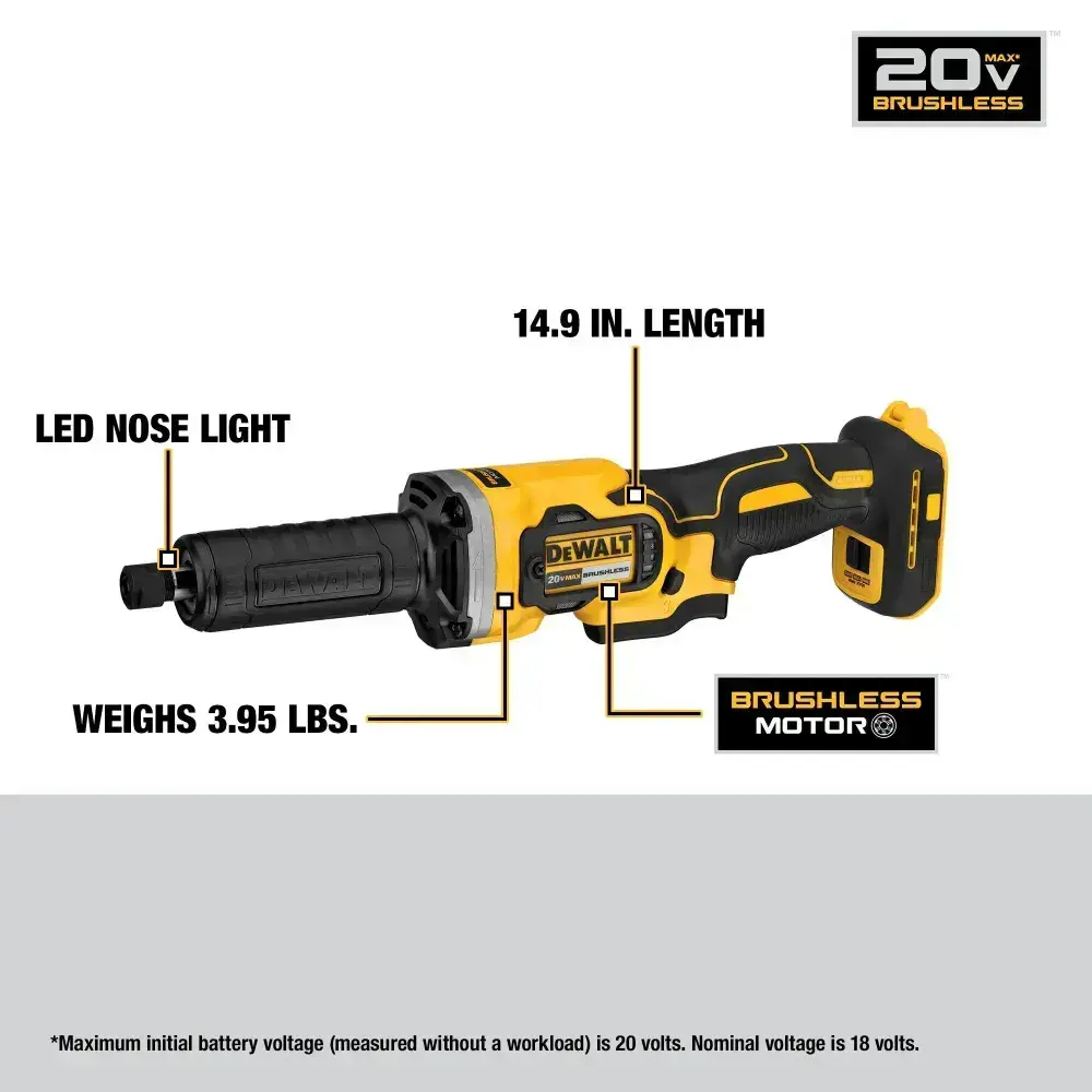 Полировальная машина DEWALT DCG426N Прямое шлифование 20V Электрический инструмент Безщеточный без каната