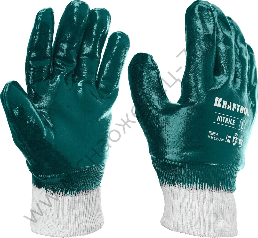 KRAFTOOL HYKRAFT L(9), с манжетой, нитриловое покрытие, максимальная защита от нефтепродуктов, износостойкие, особопрочные перчатки (11289-L)