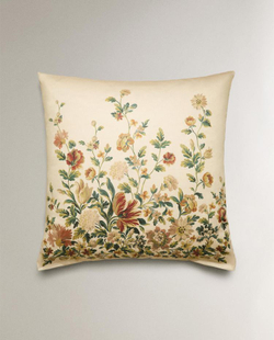 ZARA HOME САТИНОВАЯ НАВОЛОЧКА С ПРИНТОМ, ЭКРЮ