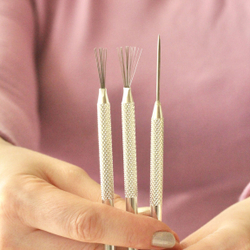 Набор инструментов металлические стеки для лепки "Набор три предмета: 2 текстурные кисти и шило"Кисть текстурная металлическая / стек для лепки