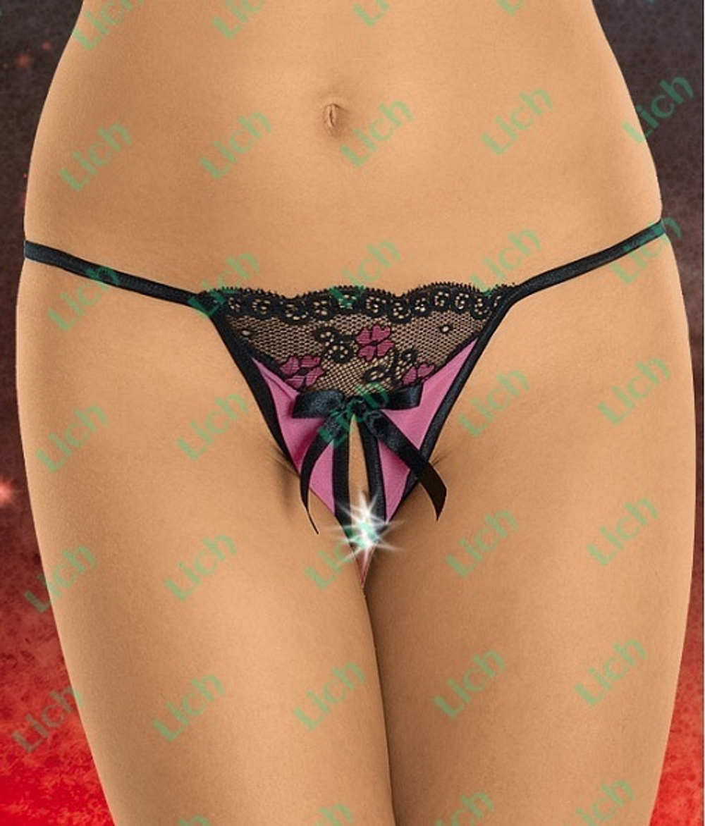 Атласные трусики с кружевной вставкой и бантиком