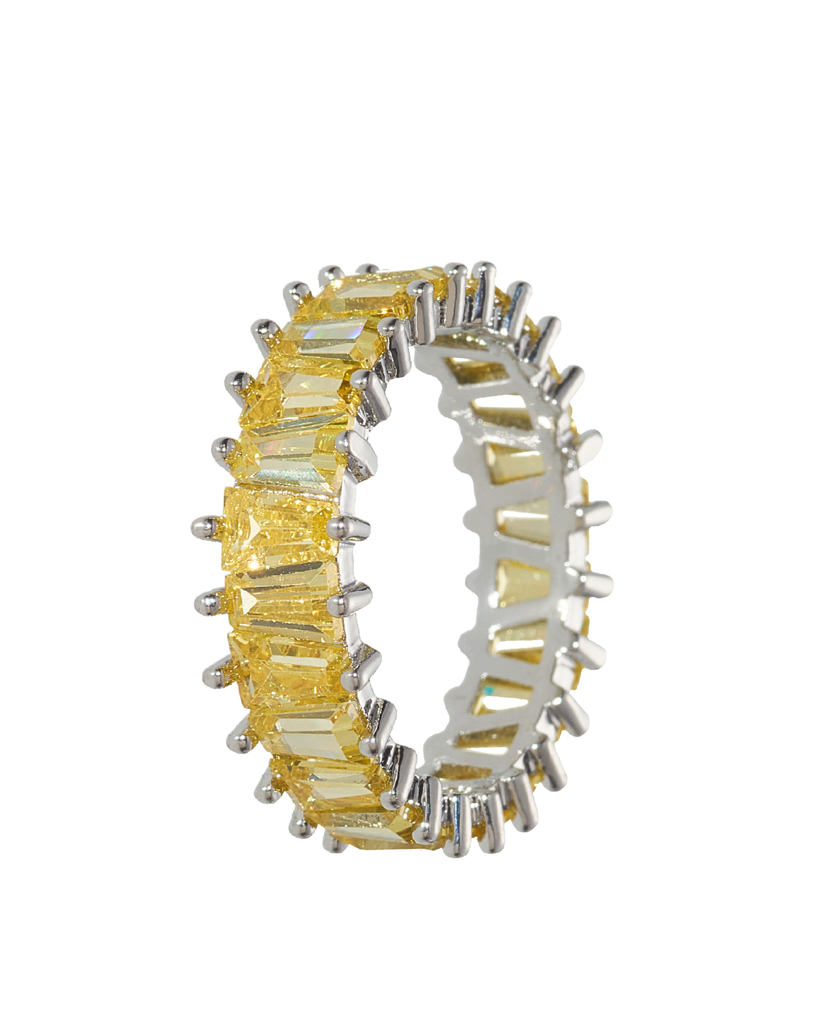 Кольцo- дорожка, желтые багетные камни