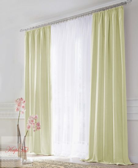 Комплект штор блэкаут (шампань) и вуаль (белый)