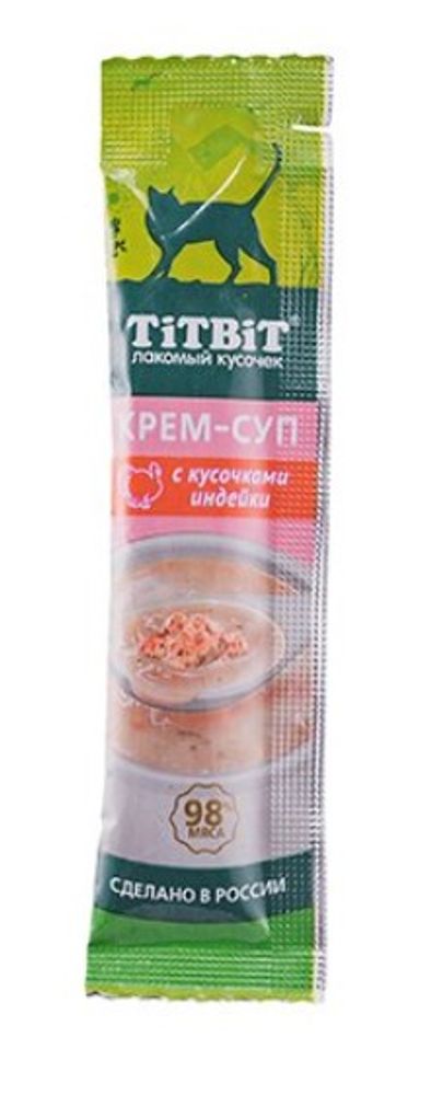 Крем-суп для кошек с кусочками индейки 10 г 014615 (Titbit)