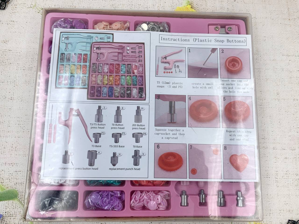 Щипцы механические ручные в наборе с насадками, кнопками пластик/металл и люверсами, ПОД ЗАКАЗ