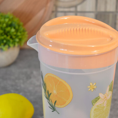 Кувшин 1,5л с крышкой, с декором, оранжевый