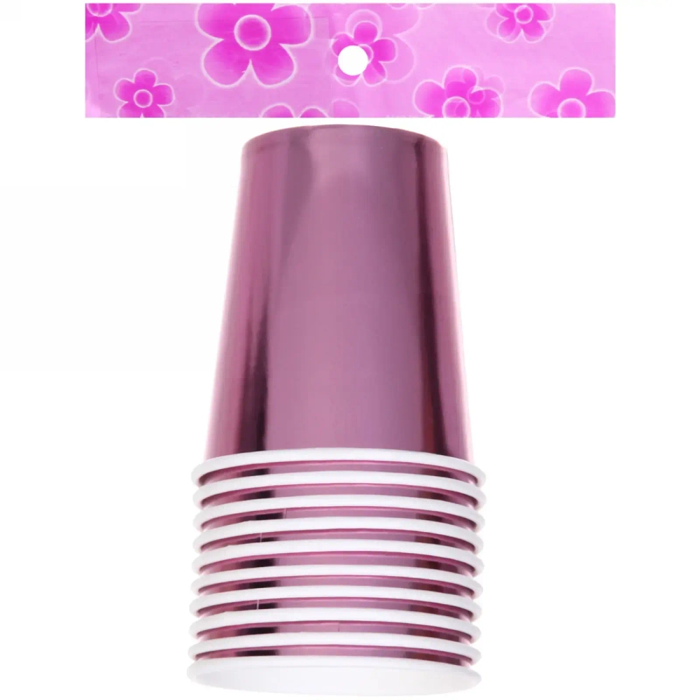 Стакан бумажный 0,2л в наборе 10 шт «Диско», Розовый