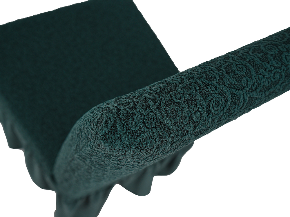 Чехол на стул с оборкой Жаккард, цвет Изумрудный