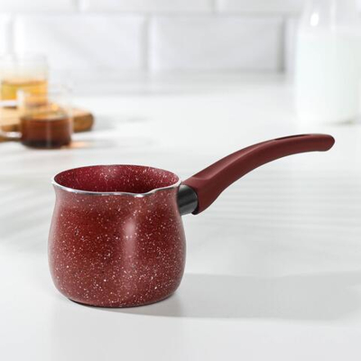 Турка Доляна «Бордо», 300 мл, пластиковая ручка, антипригарное покрытие, цвет бордовый (Цвет: не задано)