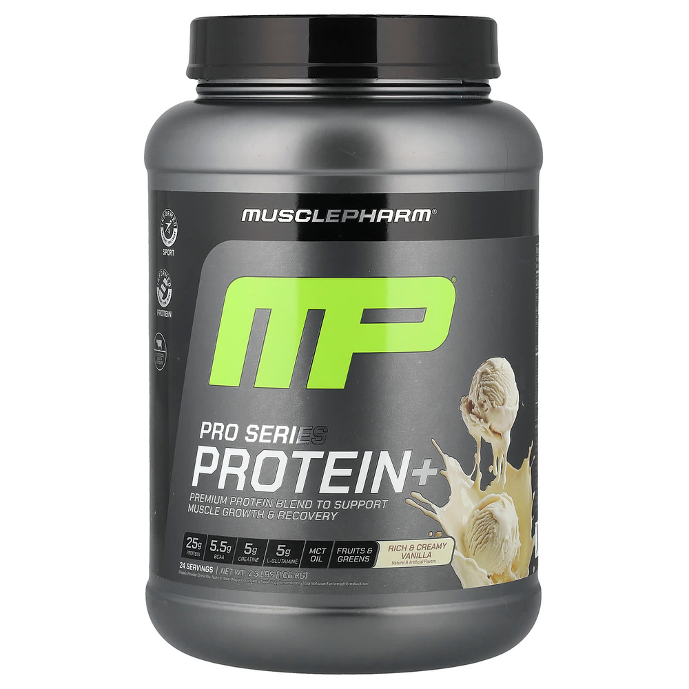 MusclePharm, Pro Series Protein+, насыщенный и сливочный ванильный вкус, 1,06 кг (2,3 фунта)