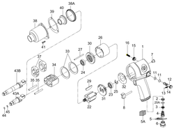 KING TONY (33411-BTK3) Ремкомплект для гайковертов 33411-050, 33481-095, ось в комплекте