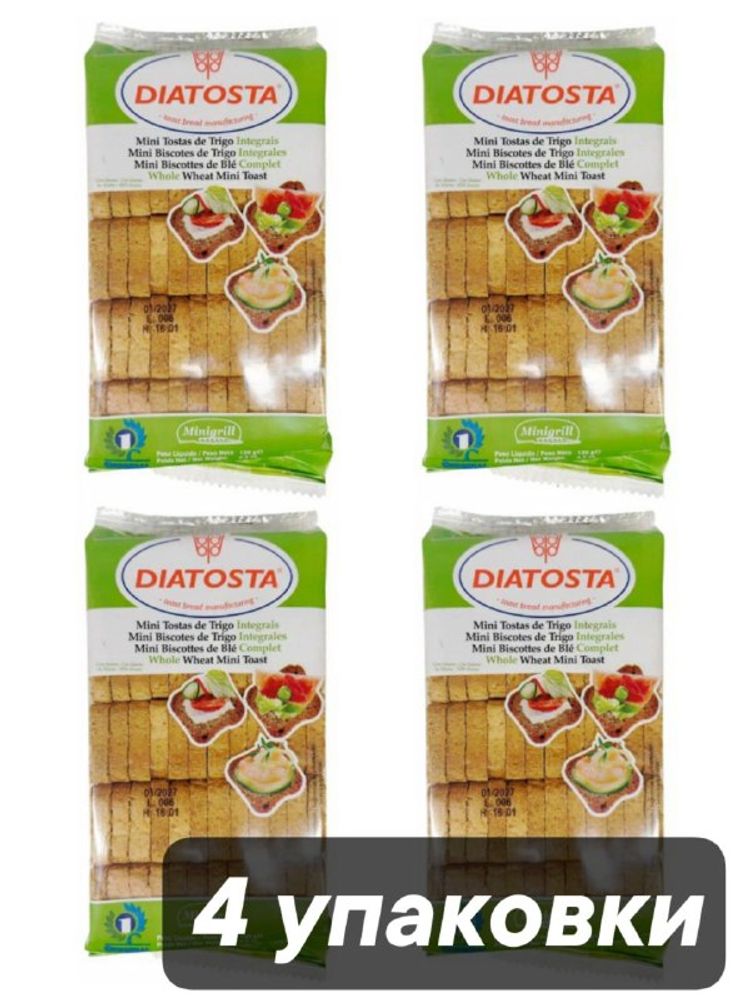 Мини-тосты цельнозерновые Diatostaс кунжутом 120 г x 4 шт