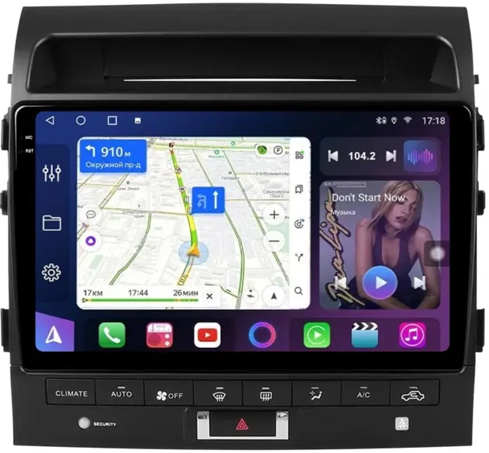 Магнитола для Toyota Land Cruiser 200 2007-2015 (штатная КЗВ или 360) - FarCar BM10-9006-10-LVDSM монитор 10.36" QLED на Android 14, TS10, 4+32Гб, CarPlay, 4G SIM-слот